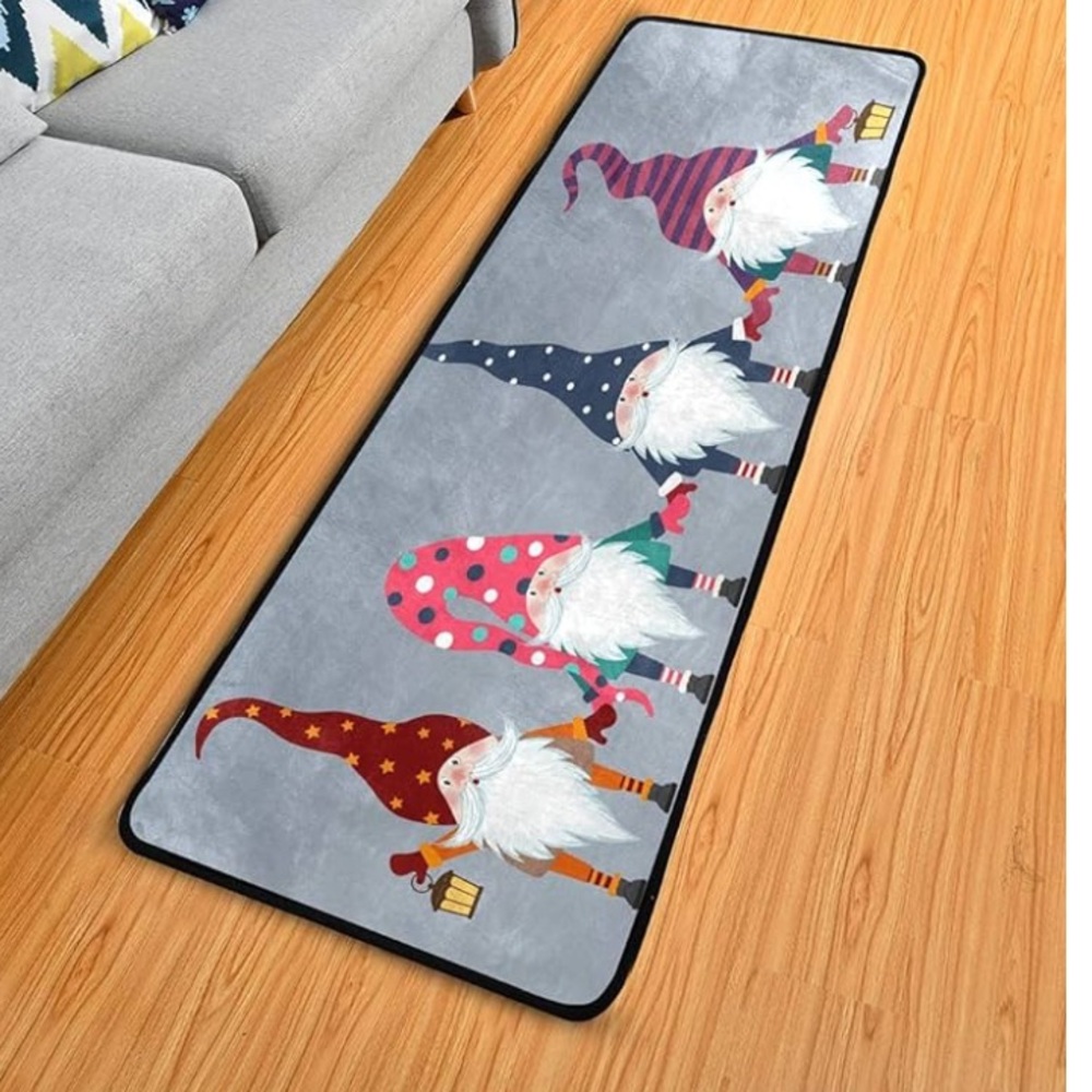 Gray  Gnomes Rug NWT
